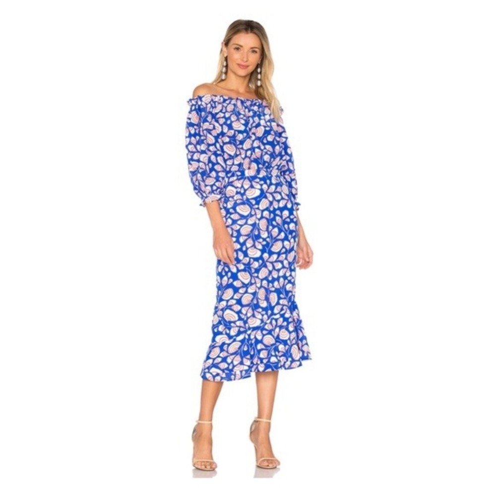 Saloni Grace‎ Off the Shoulder Silk Dress in Fronds Size 2